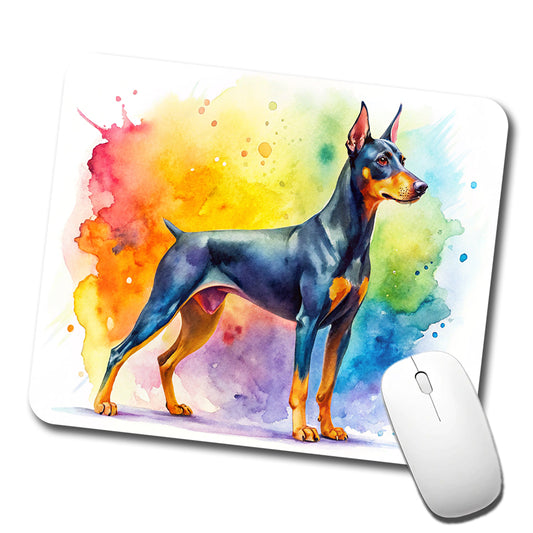 German Pinscher Dog Watercolor Style Low Profile Mouse Pad Mat