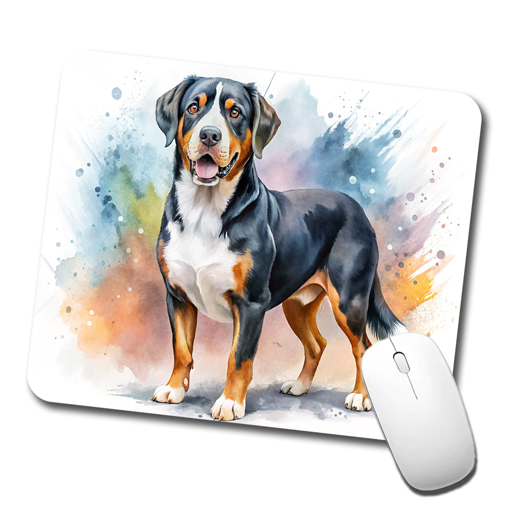 Greater Swiss Mountain Dog Watercolor Style Low Profile Mouse Pad Mat