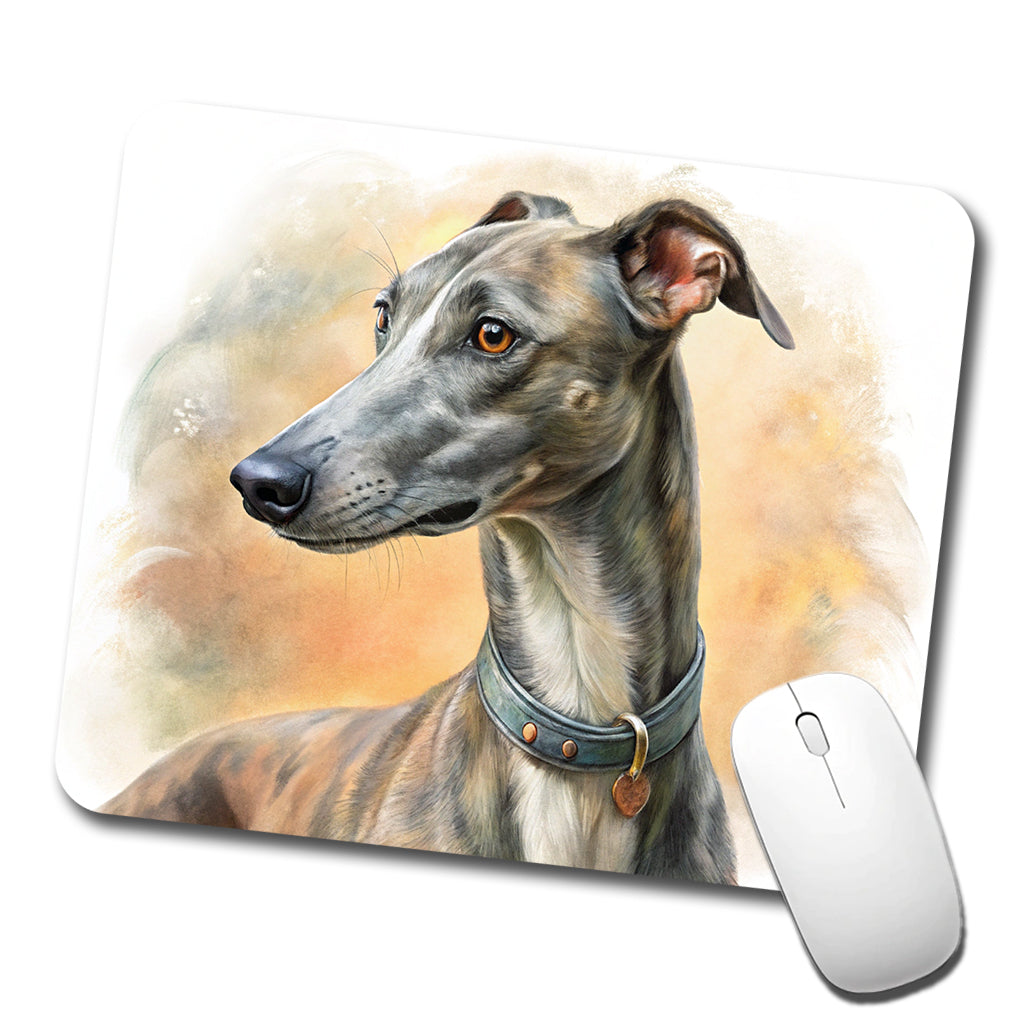 Greyhound Dog Illustration Low Profile Mouse Pad Mat