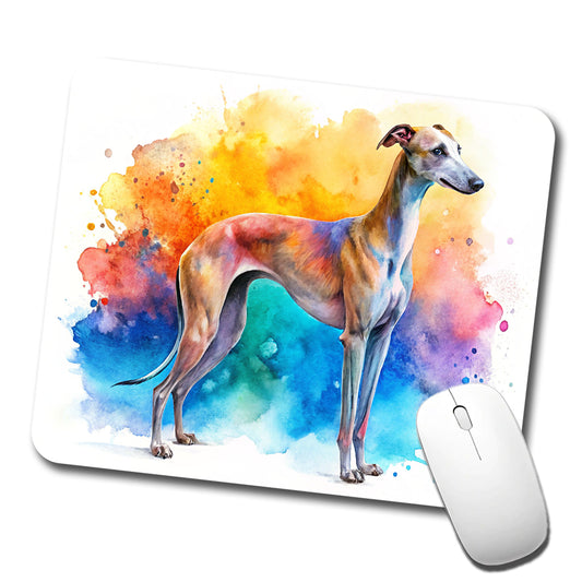 Greyhound Dog Watercolor Style Low Profile Mouse Pad Mat