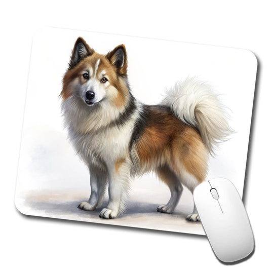 Icelandic Sheepdog Dog Illustration Low Profile Mouse Pad Mat