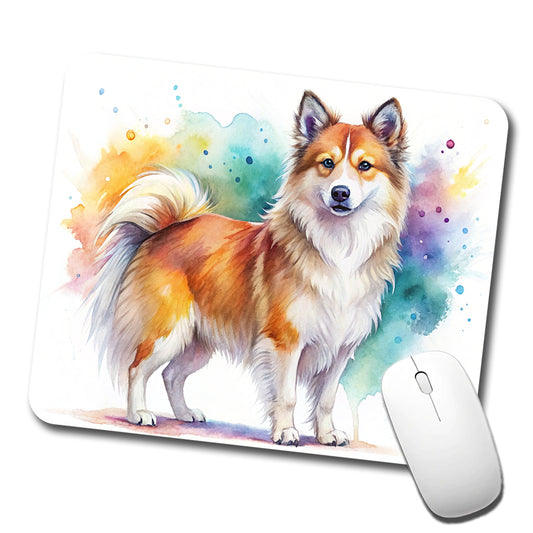 Icelandic Sheepdog Dog Watercolor Style Low Profile Mouse Pad Mat