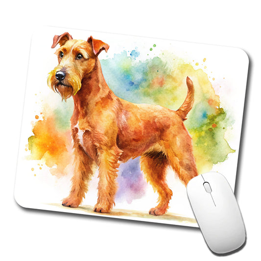 Irish Terrier Dog Watercolor Style Low Profile Mouse Pad Mat