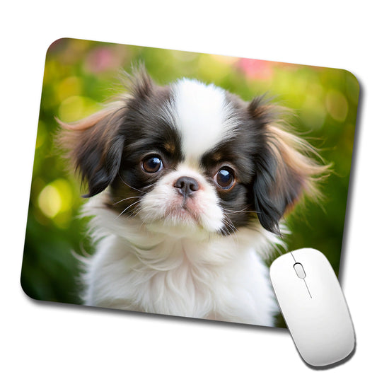 Japanese Chin Dog Puppy Photo Low Profile Mouse Pad Mat
