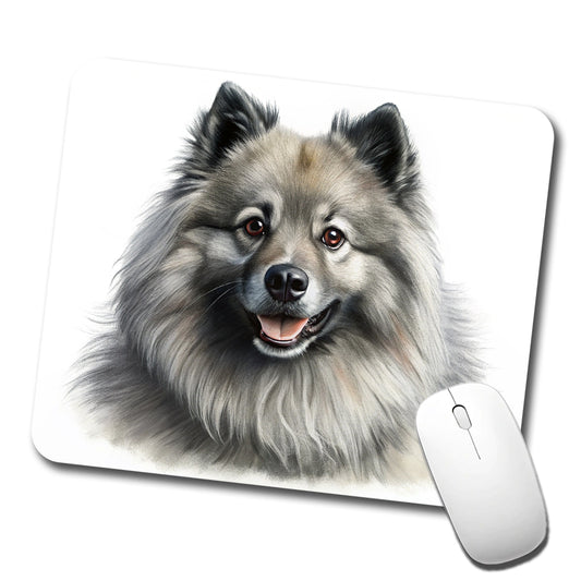 Keeshond Dog Illustration Low Profile Mouse Pad Mat