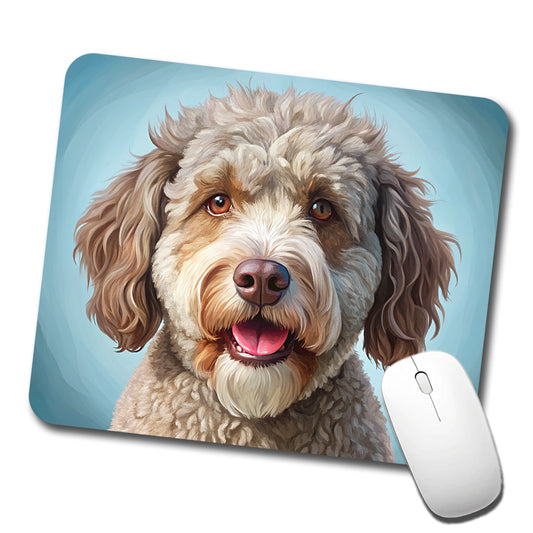 Lagotto Romagnolo Dog Illustration Low Profile Mouse Pad Mat