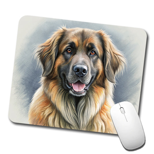 Leonberger Dog Illustration Low Profile Mouse Pad Mat