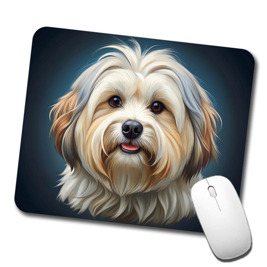 Lhasa Apso Dog Illustration Low Profile Mouse Pad Mat