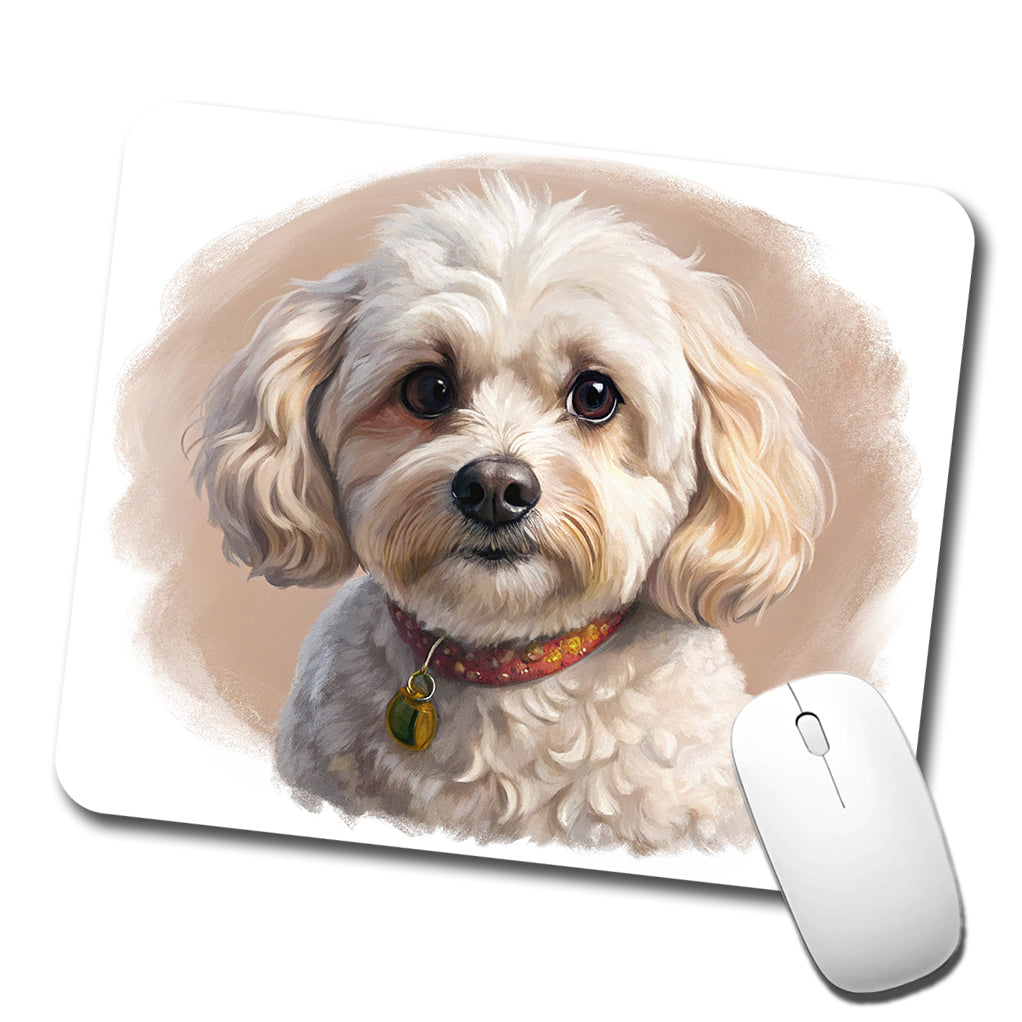 Maltipoo Dog Illustration Low Profile Mouse Pad Mat