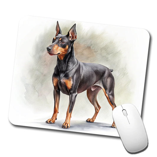Manchester Terrier Dog Illustration Low Profile Mouse Pad Mat