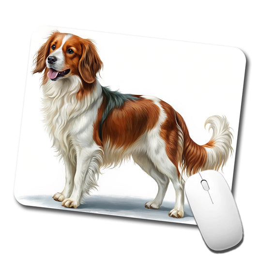 Nederlandse Kooikerhondje Dog Illustration Low Profile Mouse Pad Mat