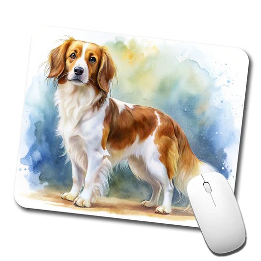 Nederlandse Kooikerhondje Dog Watercolor Style Low Profile Mouse Pad Mat