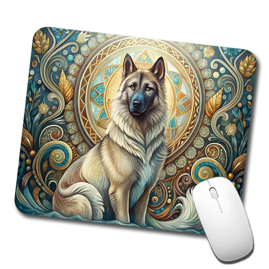 Norwegian Elkhound Dog Art Nouveau Low Profile Mouse Pad Mat