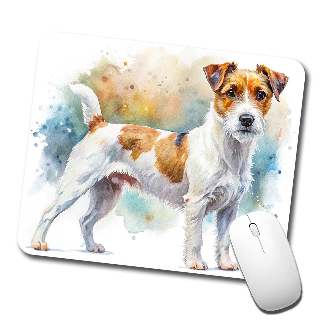 Parson Russell Terrier Dog Watercolor Style Low Profile Mouse Pad Mat