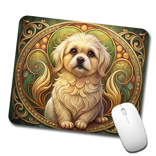 Pekapoo Dog Art Nouveau Low Profile Mouse Pad Mat