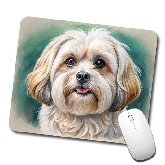 Pekapoo Dog Illustration Low Profile Mouse Pad Mat