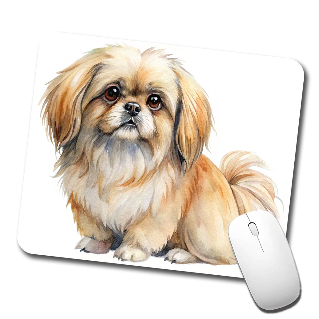Pekapoo Dog Watercolor Style Low Profile Mouse Pad Mat