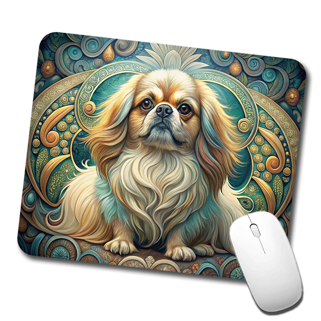 Pekingese Dog Art Nouveau Low Profile Mouse Pad Mat