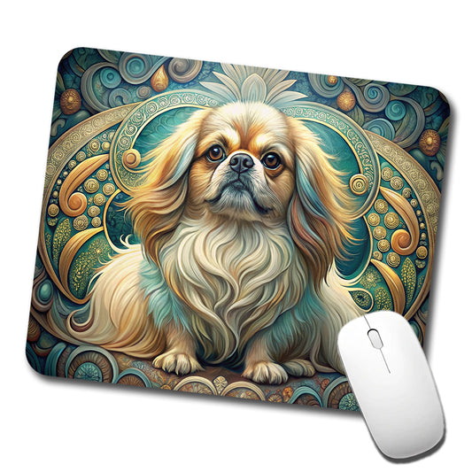 Pekingese Dog Art Nouveau Low Profile Mouse Pad Mat