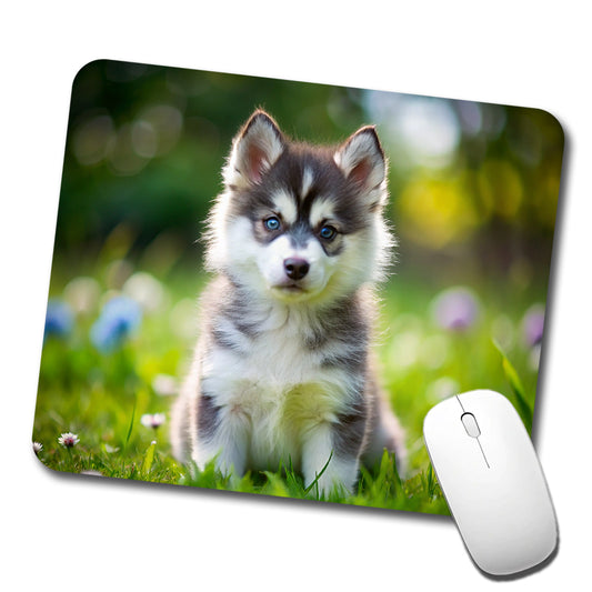 Pomsky Dog Puppy Photo Low Profile Mouse Pad Mat