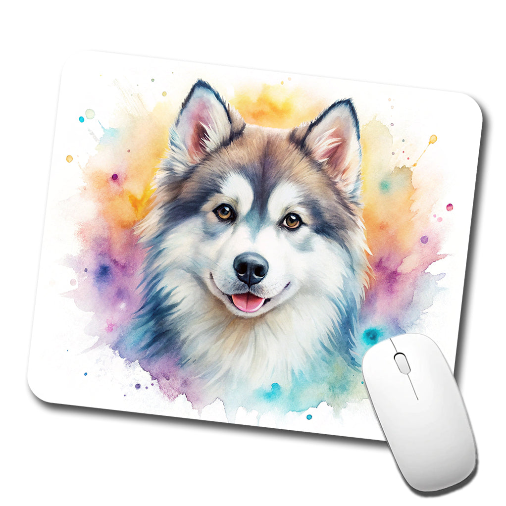 Pomsky Dog Watercolor Style Low Profile Mouse Pad Mat