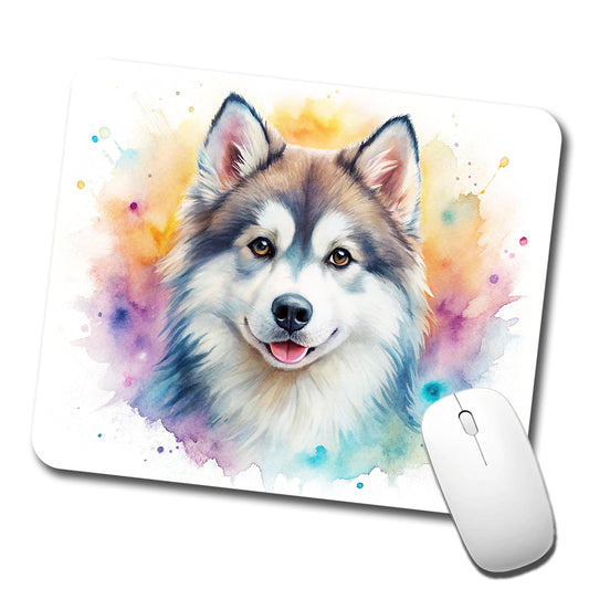 Pomsky Dog Watercolor Style Low Profile Mouse Pad Mat