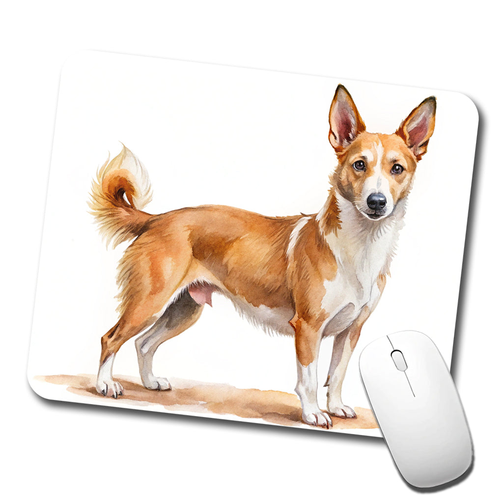 Portuguese Podengo Pequeno Dog Watercolor Style Low Profile Mouse Pad Mat