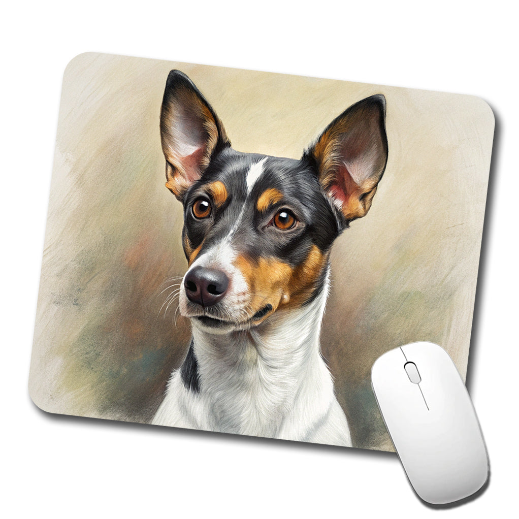 Rat Terrier Dog Illustration Low Profile Mouse Pad Mat