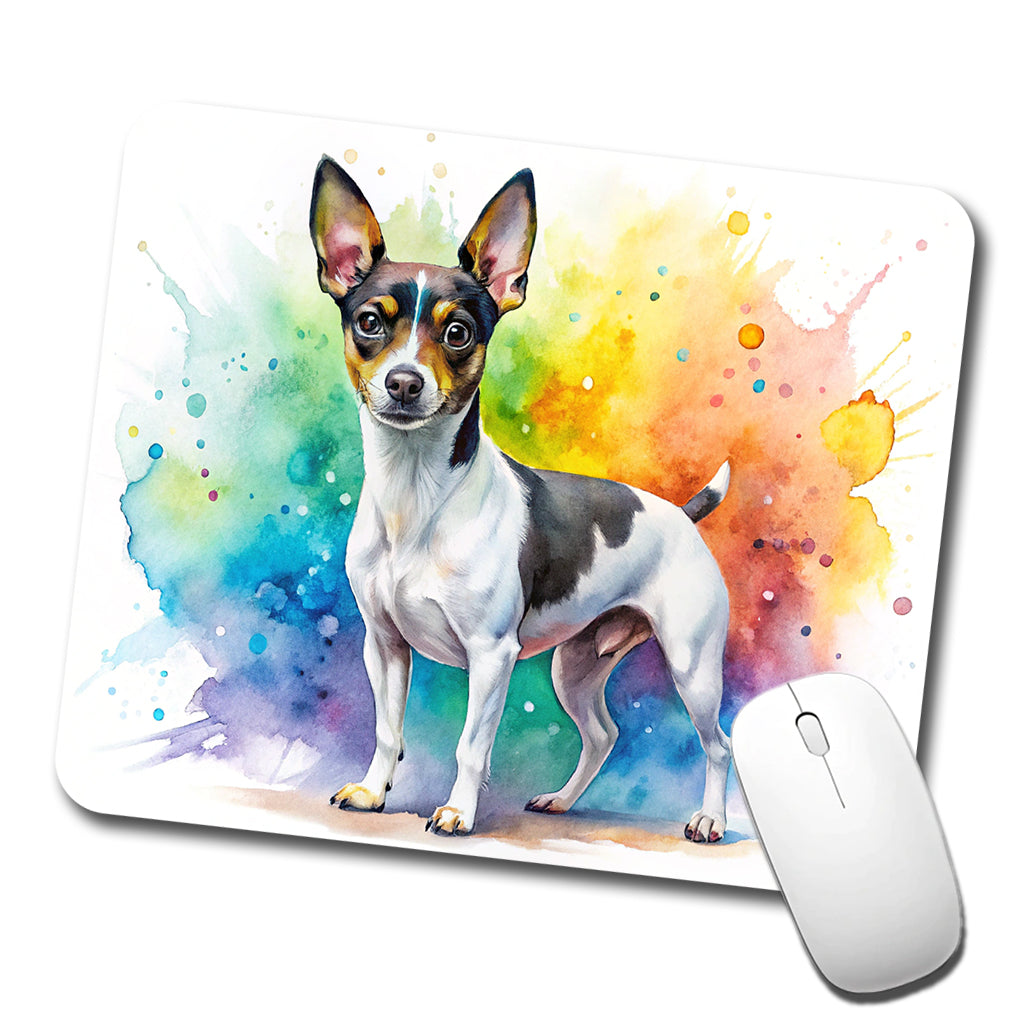 Rat Terrier Dog Watercolor Style Low Profile Mouse Pad Mat