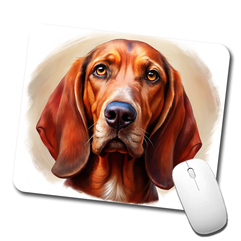 Redbone Coonhound Dog Illustration Low Profile Mouse Pad Mat