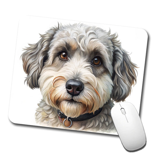 Schnoodle Dog Illustration Low Profile Mouse Pad Mat