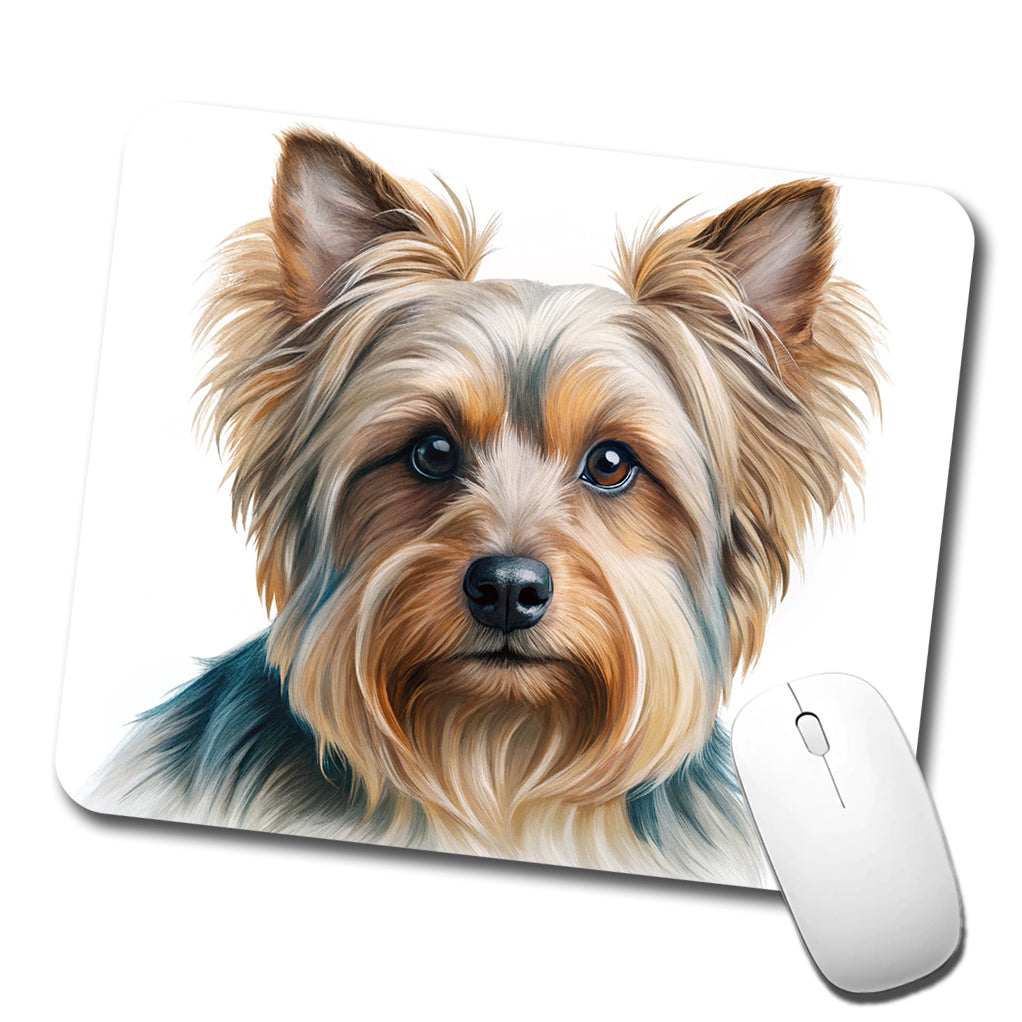 Silky Terrier Dog Illustration Low Profile Mouse Pad Mat