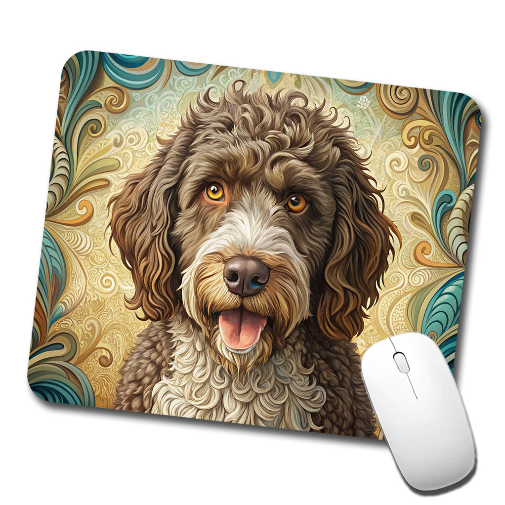Spanish Water Dog Art Nouveau Low Profile Mouse Pad Mat