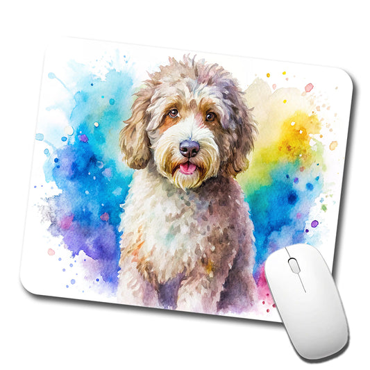 Spanish Water Dog Watercolor Style Low Profile Mouse Pad Mat