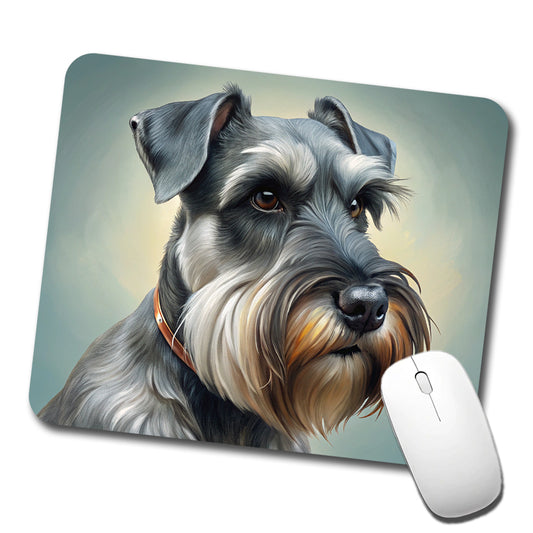 Standard Schnauzer Dog Illustration Low Profile Mouse Pad Mat