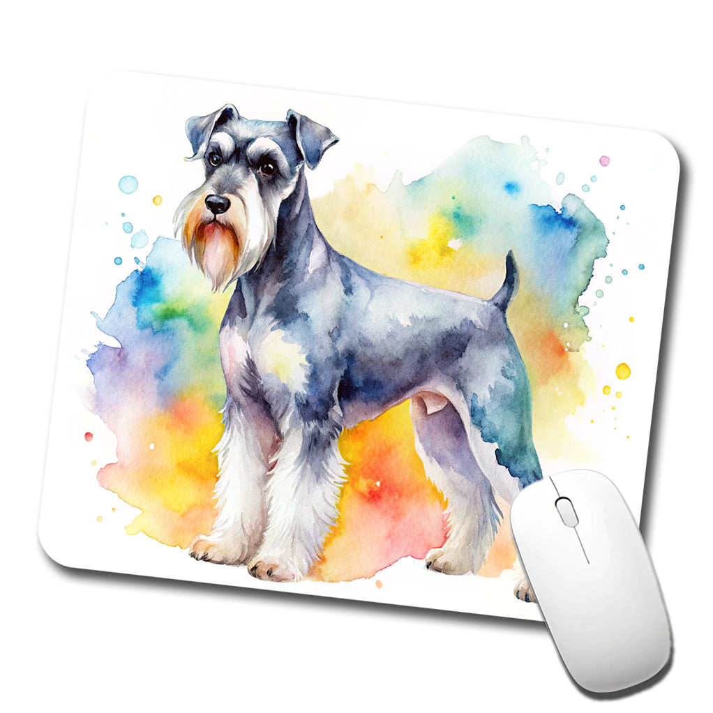 Standard Schnauzer Dog Watercolor Style Low Profile Mouse Pad Mat