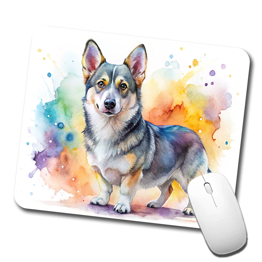 Swedish Vallhund Dog Watercolor Style Low Profile Mouse Pad Mat