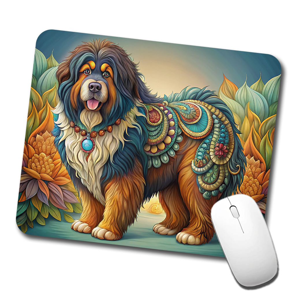 Tibetan Mastiff Dog Art Nouveau Low Profile Mouse Pad Mat