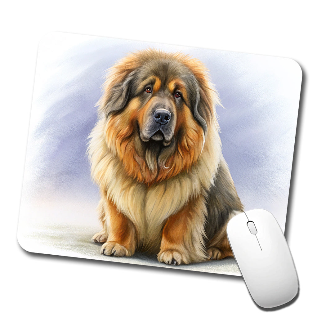 Tibetan Mastiff Dog Illustration Low Profile Mouse Pad Mat