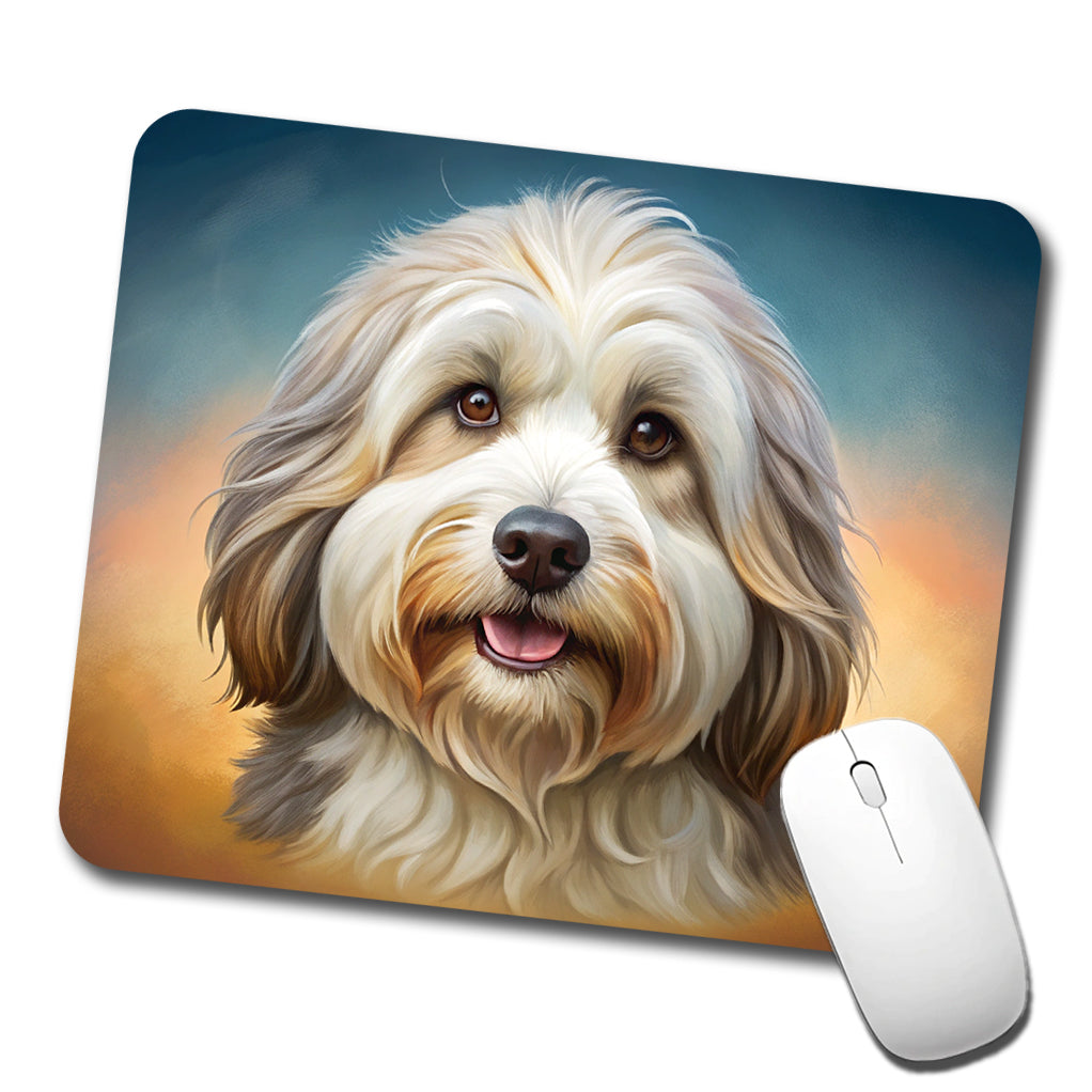Tibetan Terrier Dog Illustration Low Profile Mouse Pad Mat