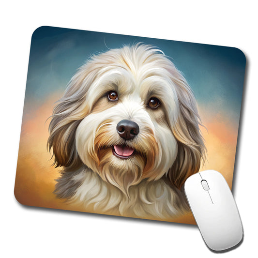 Tibetan Terrier Dog Illustration Low Profile Mouse Pad Mat