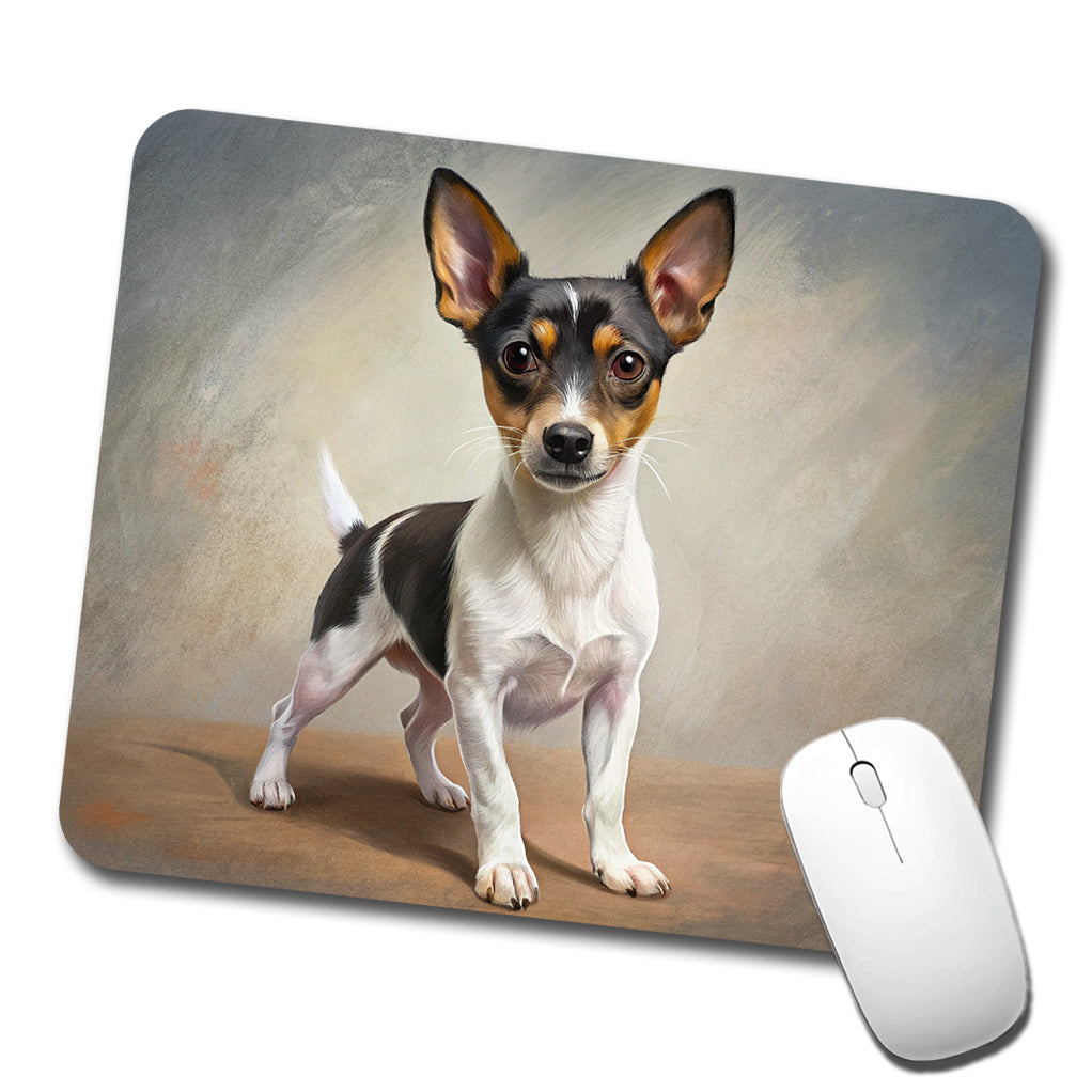Toy Fox Terrier Dog Illustration Low Profile Mouse Pad Mat