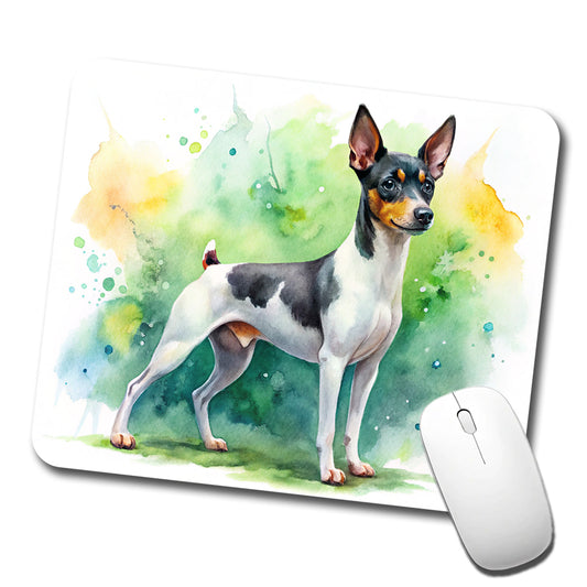 Toy Fox Terrier Dog Watercolor Style Low Profile Mouse Pad Mat