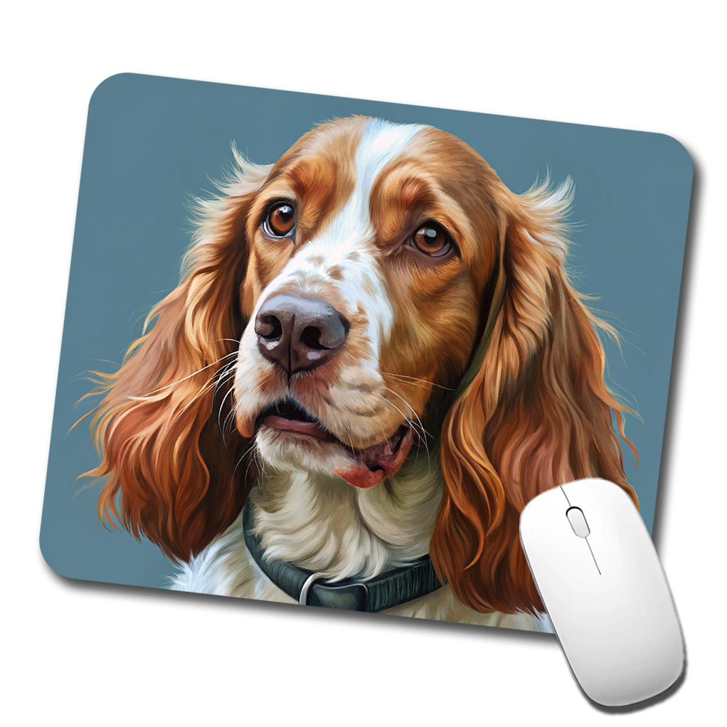Welsh Springer Spaniel Dog Illustration Low Profile Mouse Pad Mat