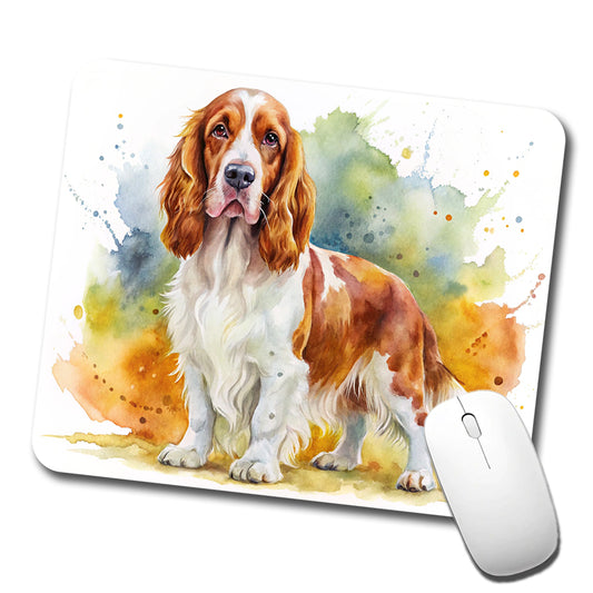 Welsh Springer Spaniel Dog Watercolor Style Low Profile Mouse Pad Mat