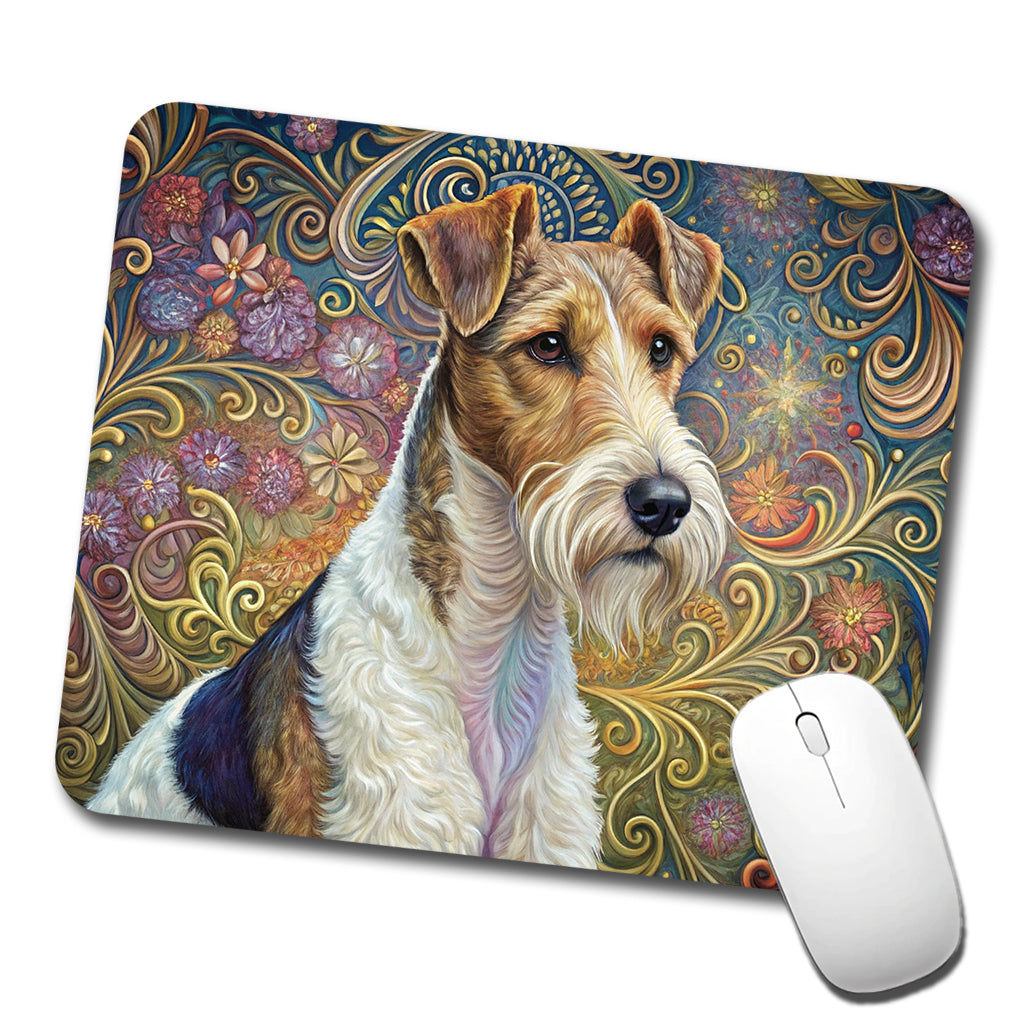 Wire Fox Terrier Dog Art Nouveau Low Profile Mouse Pad Mat