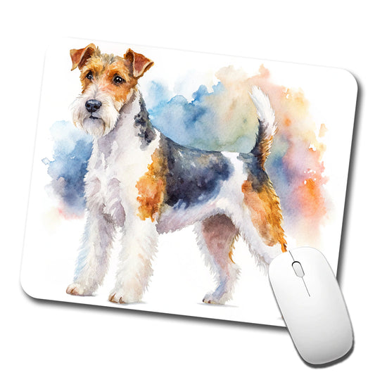 Wire Fox Terrier Dog Watercolor Style Low Profile Mouse Pad Mat