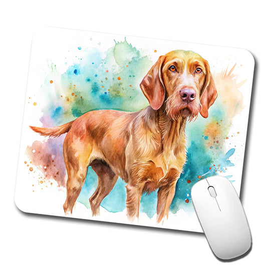 Wirehaired Vizsla Dog Watercolor Style Low Profile Mouse Pad Mat