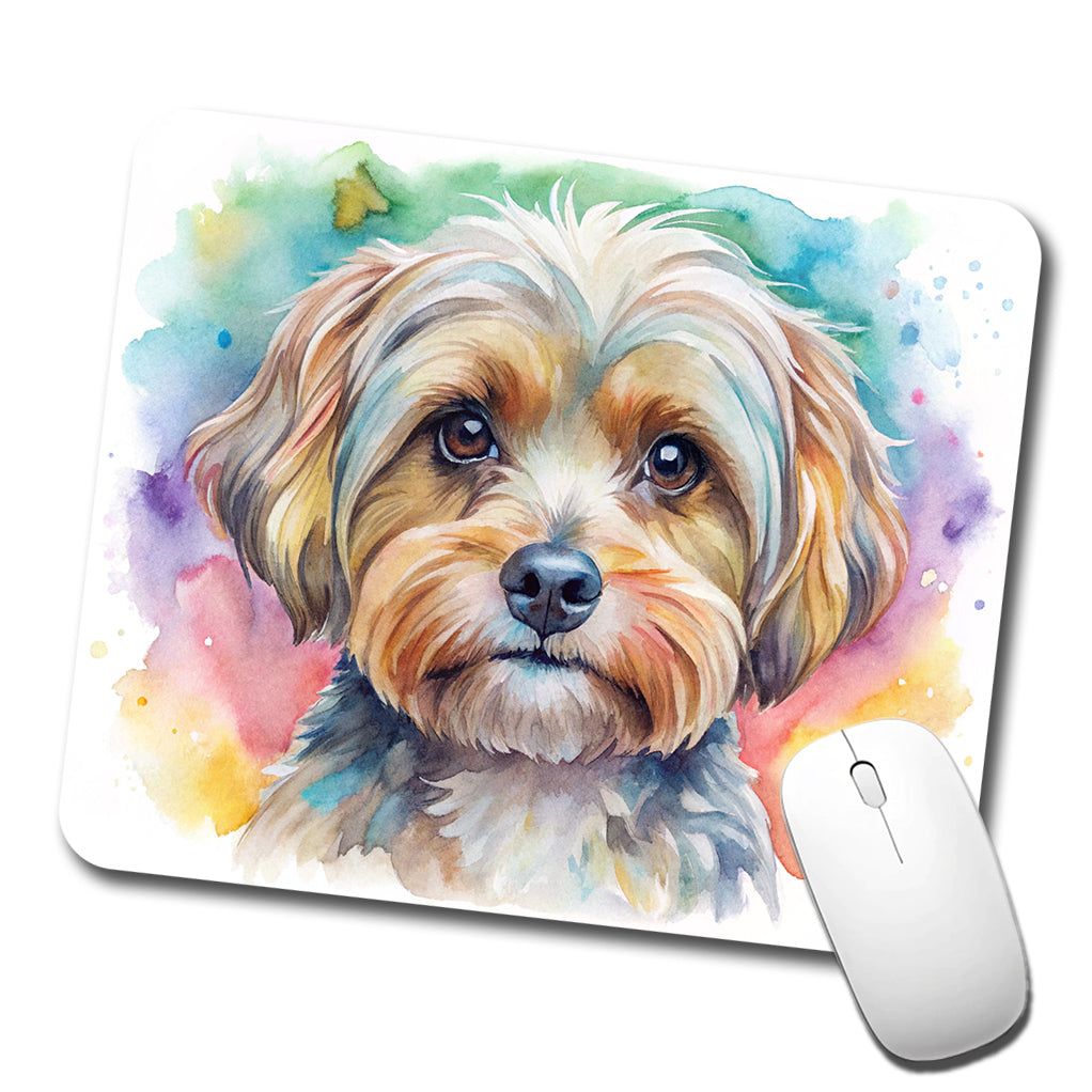 Yorkipoo Dog Watercolor Style Low Profile Mouse Pad Mat