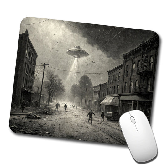 Alien Invasion Found Footage Black and White Low Profile Mouse Pad Mat